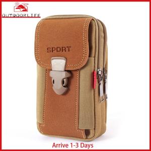 กระเป๋าคาดเอวผ้าใบสำหรับกิจกรรมกลางแจ้ง กระเป๋าใส่โทรศัพท์แบบลำลองสำหรับผู้ชาย พร้อมซิป กระเป๋าคาดเอวแบบคาดเข็มขัด