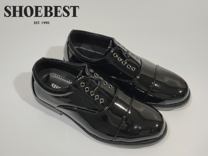 ShoeBest Black Leather Police Shoes for Men \