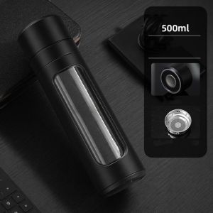 OOC Anti-Scald Glass Water Bottle Leak-proof One Click Opening Infuser Tumbler Kitchen Accessories with Tea Filter Tea Water Cup Men Women