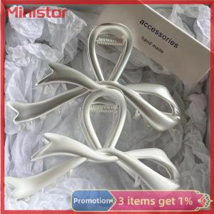 Ministar 2023 Metal Claw Clip Bow Knot Metal Shark Clip Hair Claw Style Advanced Versatile Back Head Spoon Hair Ornament Headwear