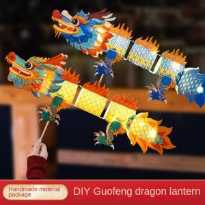 UMBRAULI Craft Kit Mid Autumn Chinese Lantern Handmade Material Bag Mid-Autumn Festival Lantern Portable DIY Dragon Lantern LED Decorative Lantern