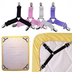 Bed Sheet Clip Holder Triangle Elastic Mattress Holder Fastener Grippers Adjustable Straps Clip for Sheets