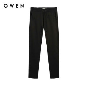 OWEN - Quần nỉ Regular Fit QN241453 màu Đen chất liệu CVC Spandex