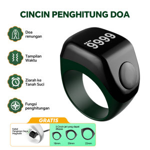 Cincin Tasbih Digital Smart Zikr Ring LED Display Bluetooth Tasbeeh Counter Tahan Air including 3 Ukuran Cincin