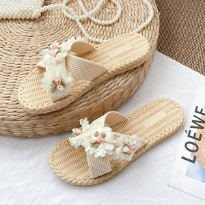 [Free Shipping] Summer WomenS Sandals For Outdoor Wear New Flat Floral Slippers Korean Style Fashion Student Beach Shoes Ins Trend