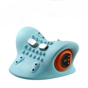Electric Neck and Shoulder Massager Pillow with USB-Powered Deep Tissue Kneading Nodes - Portable Cordless Massage Pad for Office Car Home - Turquoise Blue Design Easy Control Buttons Ergonomic Design Rechargeable Device Office Workers