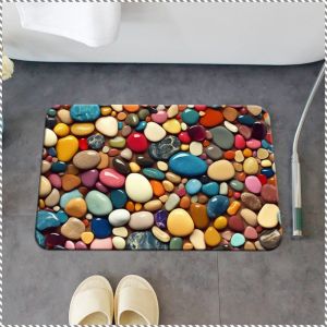 พรมปูพื้นกันลื่น โคลนซิลิโคน แห้งเร็ว พรมปูพื้นห้องนอน ปลอดภัยและสะดวกสบาย แผ่นขัดเท้า สวยงาม