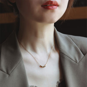 Kalung Titanium Wanita Vintage Kubus Gold Premium Fashion Elegan Korea Anti Karat dengan Liontin - Aksesoris