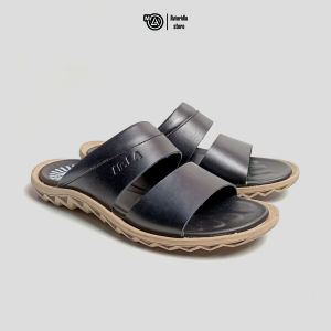 Mr.LA * Sandal Casual Pria Kulit BN 702 Hitam | Sandal Cowok Slide | Sandal Slip On Kekinian Size 39-43