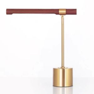 Log Table Lamp Adjustable Tilt Angle LED Desklight Library Bedside Office Wood Grain Desk Light