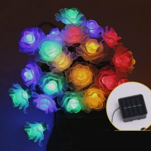 Solar lamp string outdoor waterproof LED decorative colored lights garden landscape courtyard string light household rose bulbs