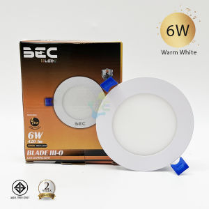 BEC Downlight LED Slim 6-24W ตามตัวเลือก ชนิดฝังฝ้า หน้ากลม แสงวอร์มไวท์