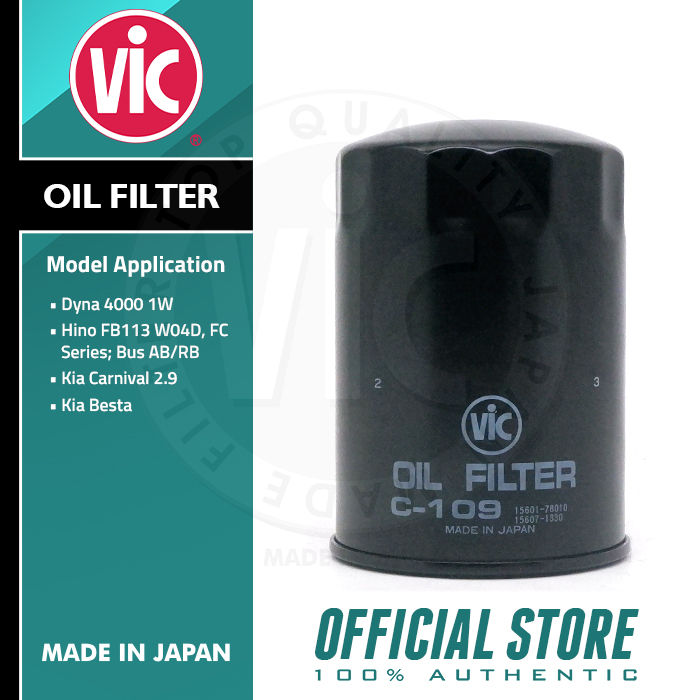 VIC Oil Filter C-109 for Toyota Dyna 1400 Hino, FC Series, Bus AB/RB ...