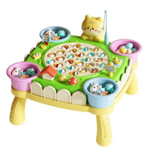 Oldlaiben Kitty Fishing Terrace Baby Music Play Toy Electric Fishing Toy Magnetic Fishing Pond Pole Fishing Toy Gifts