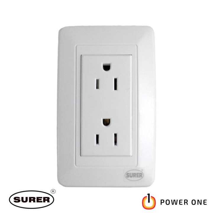NEW Surer 1337 2 Gang Parallel Outlet with Ground, Flush Type Aura