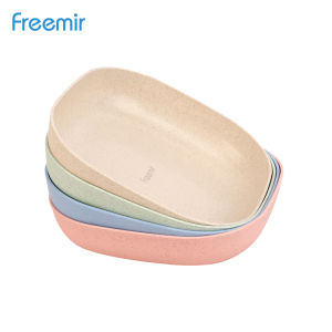 freemir piring jerami piring set 4-5 pcs piring wheat straw gelombang warna warni peralatan makan perlengkapan masak dapur bahan food grade berkualitas bebas pfoa/bpa