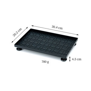 (IN STOCK) LORDWEY Stainless Steel & Leather Desk Organiser Perfume Jewellry Storage Tray Weave Leather Table Organizer