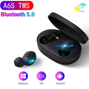 Vitog A6S TWS Wireless Bluetooth Earphone with MicTouch Control Noise Reduction Wireless Earbuds for GamingDual Mic HD Call Waterproof Stereo Bluetooth Headset for Xiaomi iPhone Huawei Samsung Oppo ViVo Mobile Phone/Laptop