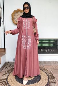 KV.GROSIR Dress Wanita Gamis Amberly Pollo Linen Bordir Premium Terbaru dan Terlaris by ARSYIDA | Dress Wanita