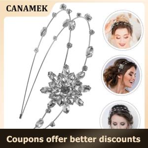 【 CANAMEK 】 Exquisite Shining Rhinestone Flower Hair Hoop Bridal Banquet Headwear Daily Date Styling Light Luxury Hair Accessories