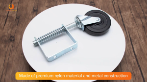 4" Rubber Gate Wheel Spring Loaded Swivel Caster Nylon Roller Heavy Duty 220lbs Load Capacity.