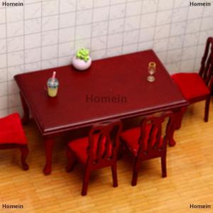 [COD] Homein 1 Piece DIY Accessories Miniatures Wooden Retro Simulation Dining Table Chair 1:12 Dollhouse Furniture Toy