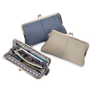 Genuine Leather Long Clutch Wallet Clip Bags Vintage Coin Purse Card Holder Key Lipstick Handbag Phone Pouch Case For Women2026