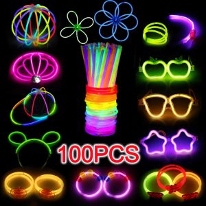 DIY Party Glow Light Stick 50/100PCS Glow stick DIY accessories DIY Glow Bracelets Necklaces Neon DIY Glow Sticks - Lazada