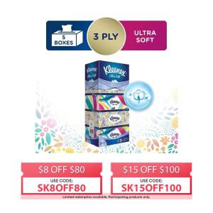 Kleenex Ultra Soft Floral Value Pack 3-Ply Facial Tissue - 5 Boxes