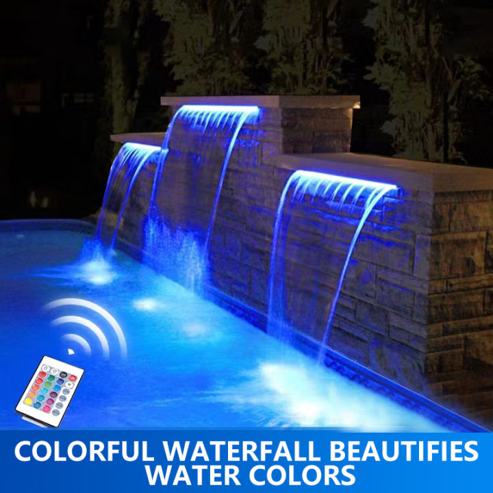 Pool Water Descent Spillway Waterfall fountain Swimming pool light ...