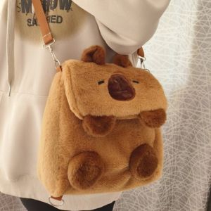 Cute Capybara Plush Backpack Kawaii Doll Fur Bag Cartoon Shoulder Bag Funny Children Knapsack Bag Girl Anime Crossbody Bags