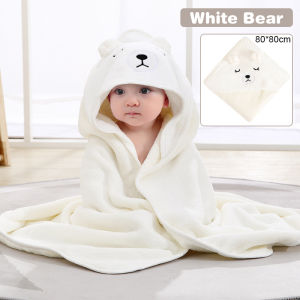 [SG Local Stock]80*80cm Newborn Wrap Blanket Cartoon Coral Fleece Baby Hooded Bath Towel Soft Warm Sleeping Swaddle Wrap Infant Stuff Bathrobe