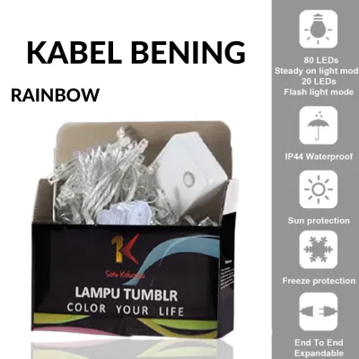 Lampu Tumblr Rainbow Hias LED 10 Meter Free Box - Lampu Tumbler Kelap Kelip Lampu hias Kamar