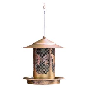 Heavy Duty Metal Hanging Wild Bird Feeder Squirrels Proof Outdoor Bird Feeder With Large Roof Large Tray For Garden Backyard