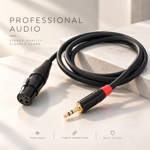 XLR Cable F - 3.5mm TRS Stereo Audio Cable Premium Gold Tip Microphone Cable