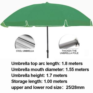 Foldable Garden Patio Parasol 2.5M Umbrella Sun Shade Beach Patio Umbrella Outdoor Fishing umbrella