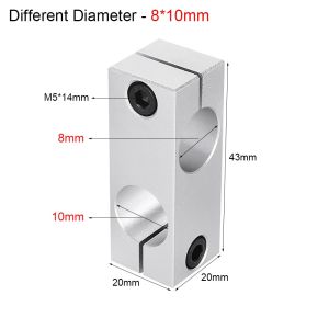 MADEWITH 1Pcs Optical Axis Pillar Fixing Clamp Aluminum Alloy Vertical Fixed Diameter Fastening Cross Clip Durable Same/Different Diameter Steel Pipe Fixing Bracket