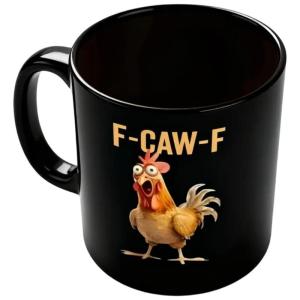 แก้วกาแฟ11ออนซ์เซรามิกมีด้ามจับกันลื่นลายไก่ขำขันเหมาะสำหรับเครื่องดื่มเย็นๆและร้อน