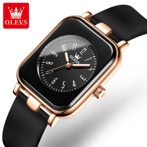 OLEVS 9961 Women Fashion Quartz Watch Square-dial Silicone Watchband Wristwatch