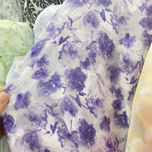 Floral Chiffon Fabric Jacquard Fabric Sewing Dress Sunblock Garment Fabric