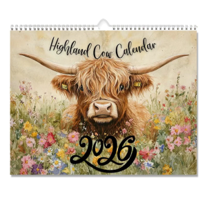2026 Art Cattle Calendar - Rural Cottage Style Wall Decor and Monthly Planner Art Cattle Calendar for 2026 in Scottish Arts Essential for Animal Lovers
