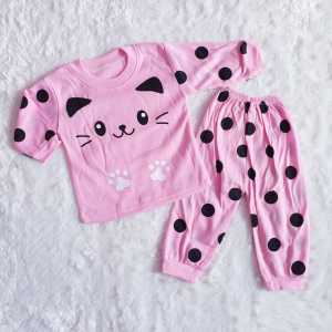 Baju Tidur Panjang Bayi Lucu/ Piyama Kucing Baby Gracia / Cod Tidur Bayi /  Piyama Bayi  /  Setelan Bayi  0 - 12 Bulan / Baju Bayi Panjang / Baju Tidur Bayi /  Setelan Bayi Baju Celana Panjang Full Print