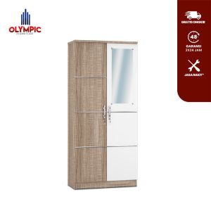 Olympic Lemari Kayu Dua Pintu / Lemari Pakaian Dua Pintu / Lemari Baju / Tempat Penyimpanan / ALPHIN 2P