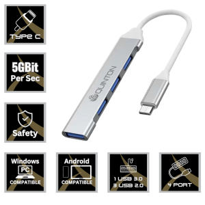 USB Hub Adapter 3.0 Ultra thin Type C to hub USB A 4 Port ALuminium For Laptop mobile phone and Macbook