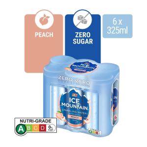 Ice Mountain Peach Sparkling Water 325ML x 6