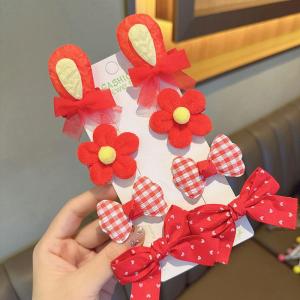 8 Pcs/Set Bowknot Hairpins Bow Knot Hairpin Fabric Embroidery Flower Hairpin Girls Hairpin Does Not Hurt Hair Cartoon Rabbit Ear Broken Hair Clip Korean Style Childrens Hair Clip Princess Cute Sweet Baby Clip Hair Accessories