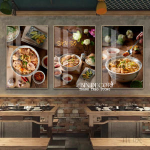 Tranh treo tường tráng gương bún bò 6 trang trí decor quán ăn nhà hàng kèm đinh