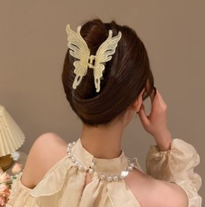 Fashion Korean Style Acrylic Large Butterfly Grip Clip Elegant Temperament Hair Clip Jelly Color Butterfly Big Hair Clip Acrylic Hair Accessory