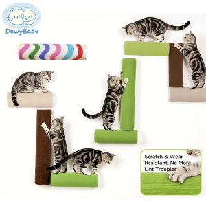 DewyBabe Self-Adhesive Cat Scratching Post Wall Mounted Space Saving Cat Climbing Pole Wear-Resistant Scratcher