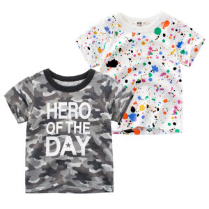 Graffiti Cậu Bé T-Shirt ngắn tay cho trẻ em Top Bé TEE Cô Gái thời trang bé trai Quần Áo Cô Gái Ngụy Trang Áo Thun